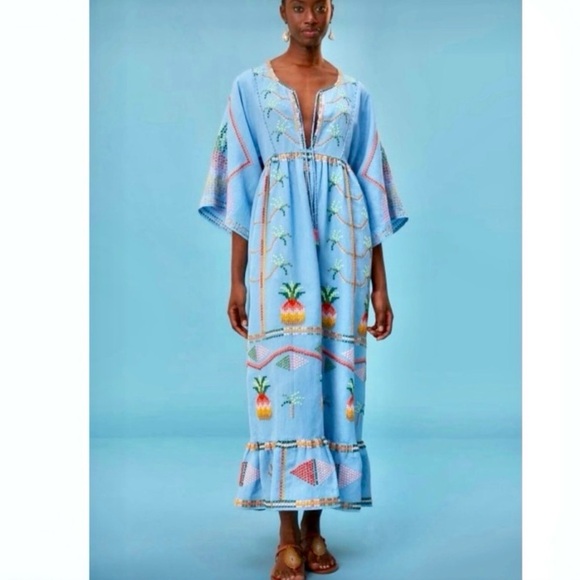 FARM Rio Light Blue Embroidered Maxi Dress - Picture 9 of 12